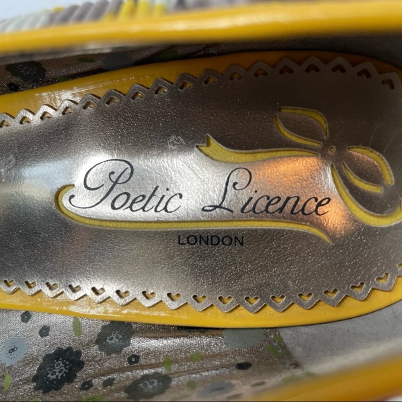 NWOB Poetic Licence Picnic Ready Yellow and Gray Embellished Heel - Picture 8 of 12